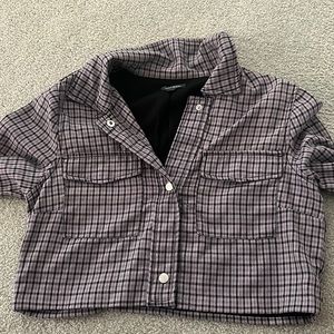 Purple plaid cropped jacket!!